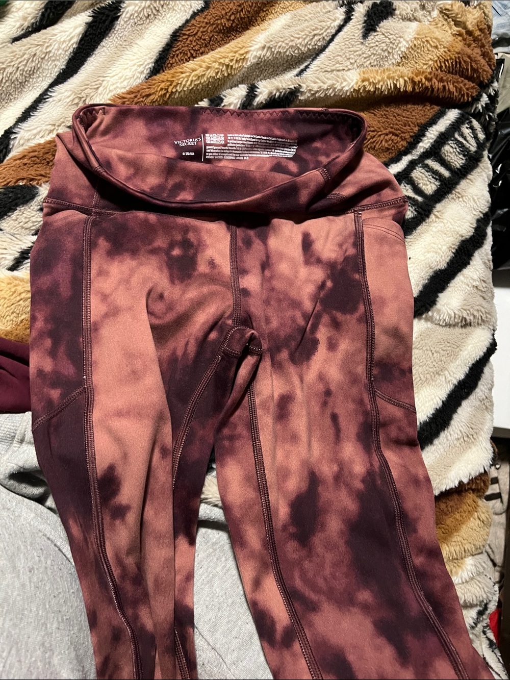 Victoria's Secret Kids Tie-Dye Burgundy & Maroon Leggings